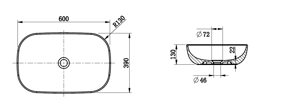 Above Counter Basin 600*400*130