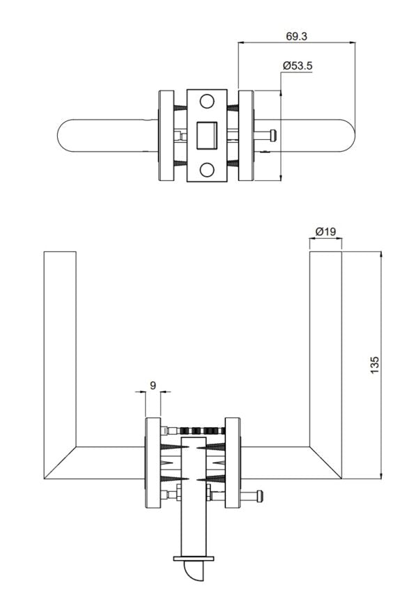 Seville Antique Brass Door Handle and Lock