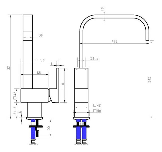 Square Kitchen Mixer
