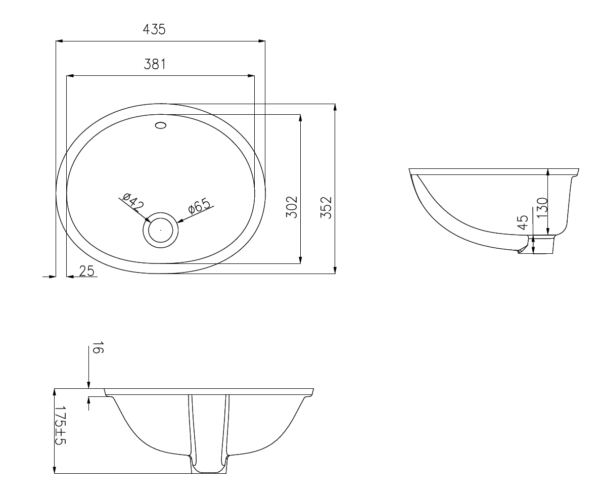 Under Counter Basin 435*353*175
