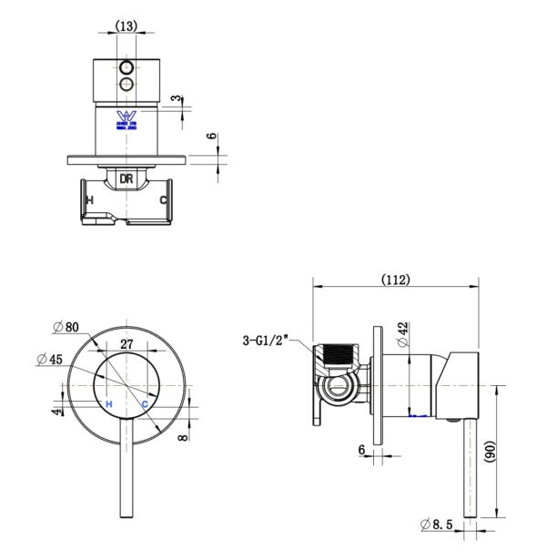 Valencia 80mm Brushed Nickel Wall Mixer
