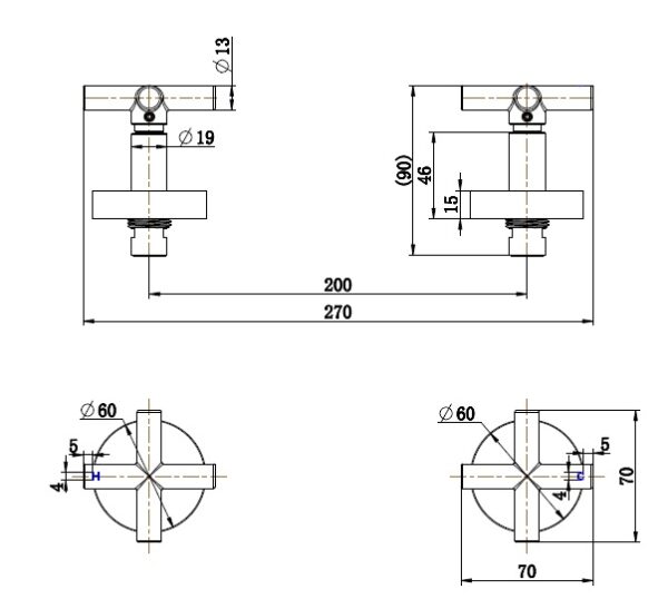 Valencia Brushed Nickel Cross Handle Taps
