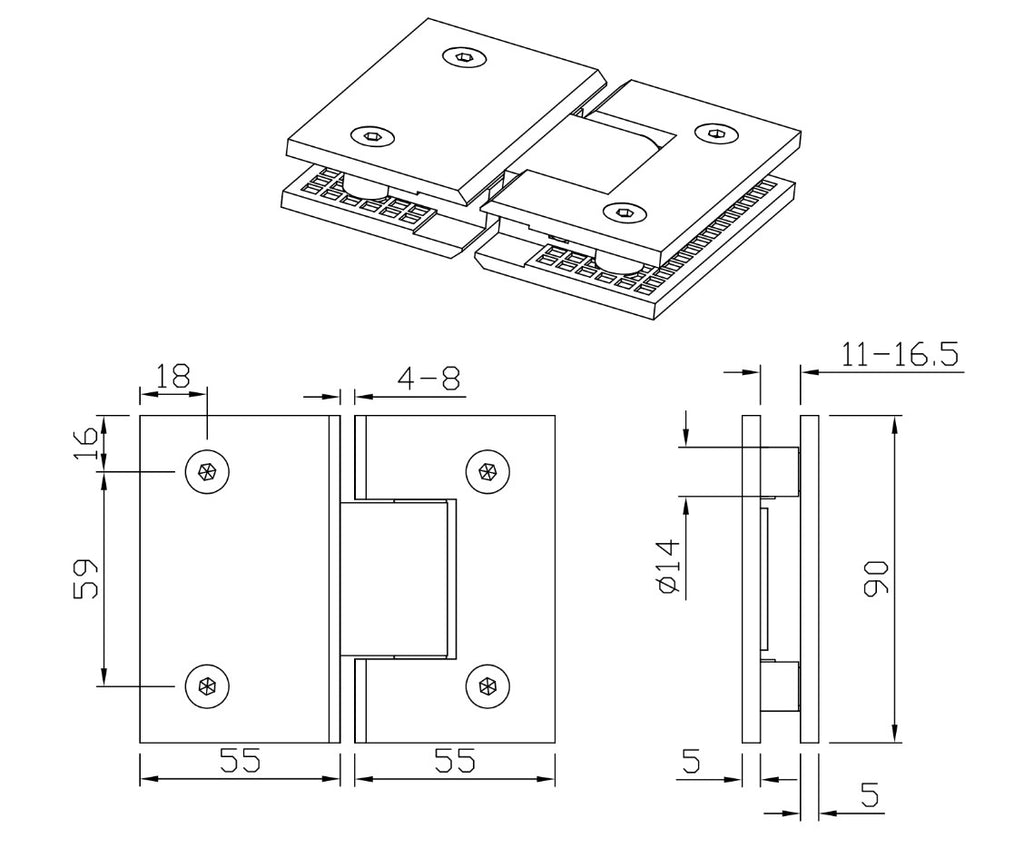 Valencia Brushed Nickel Shower Hinge