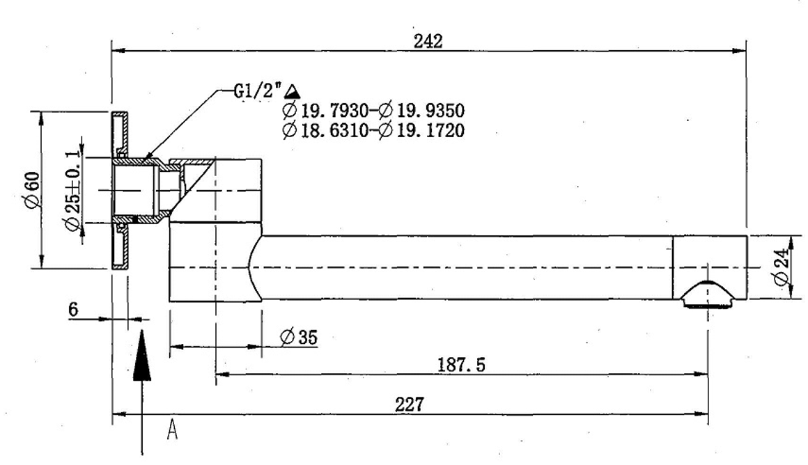 Bath Spout – Swivel 242mm
