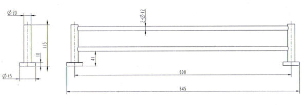Onix  Black Double Towel Rail (Round)
