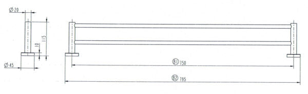 Onix  Black Double Towel Rail (Round)