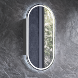 450mm LED Krystal Oval Edge Shaving Cabinet – Natural Timber or Matt White Finish