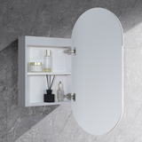 450mm LED Krystal Oval Edge Shaving Cabinet – Natural Timber or Matt White Finish