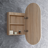450mm LED Krystal Oval Edge Shaving Cabinet – Natural Timber or Matt White Finish