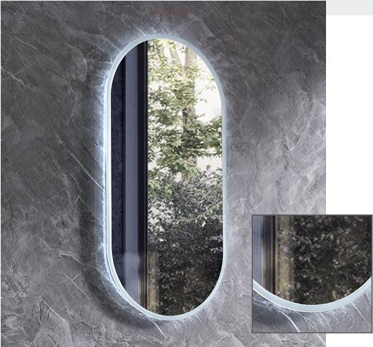 450mm Montego LED Mirror – Oval Wall Hung Bathroom Mirror with Backlit Light, Demister & Touchless Sensor