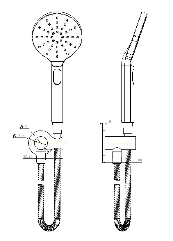 Black Round Shower Unit on Bracket