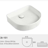 Fluted Curved Front Basin Ribbed Ceramic Design