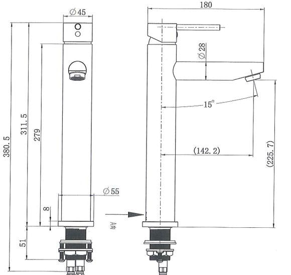 Black Round Tall Basin Mixer