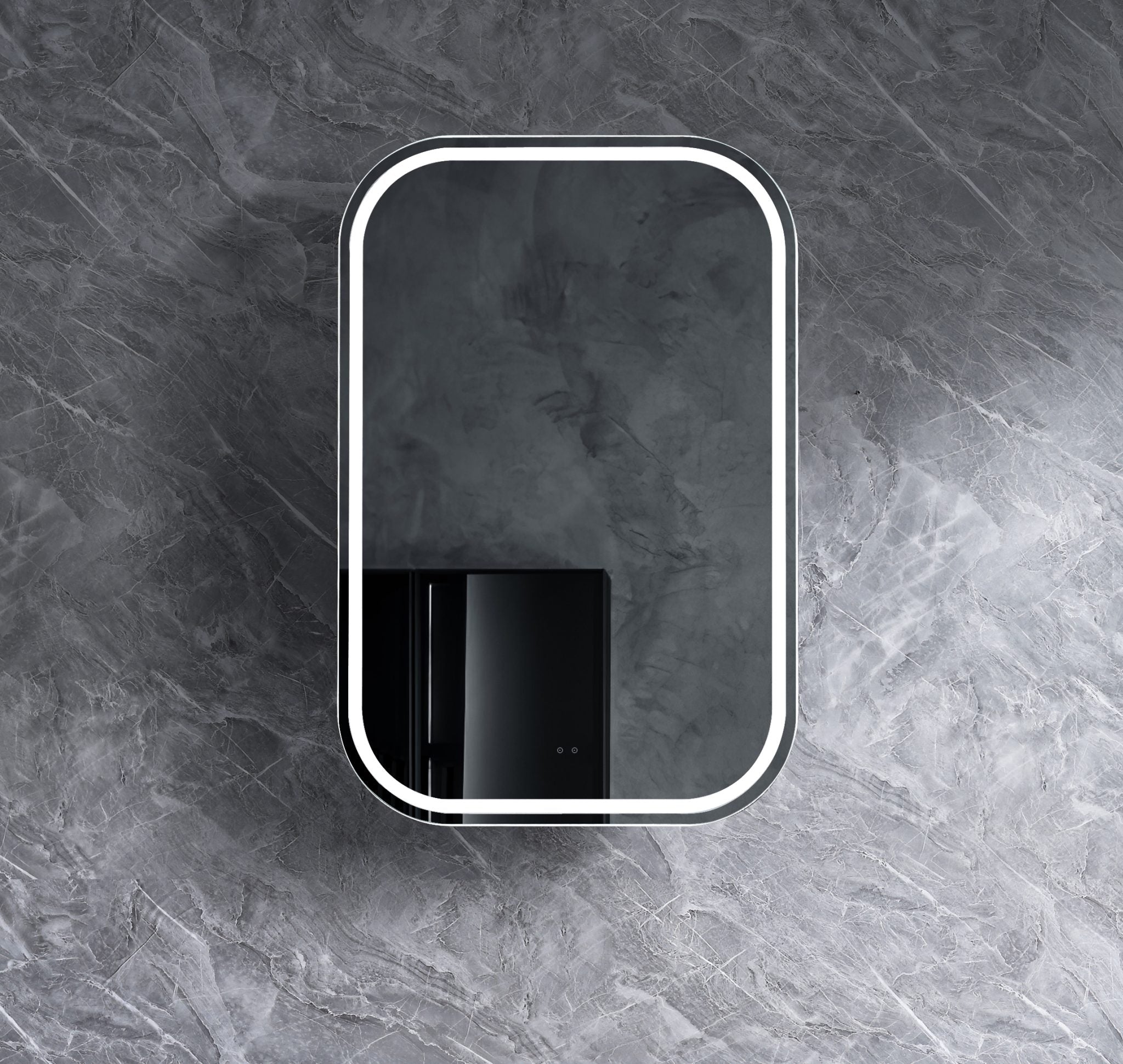 600mm Eric Round Corner LED Shaving Cabinet – Soft Close Mirror Door