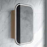 600mm Modern LED Shaving Cabinet with Butterfly Mirror Doors – Natural Timber or Matt White