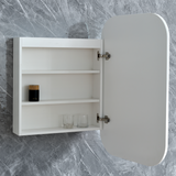 600mm Modern LED Shaving Cabinet with Butterfly Mirror Doors – Natural Timber or Matt White