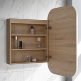 600mm Modern LED Shaving Cabinet with Butterfly Mirror Doors – Natural Timber or Matt White