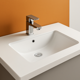 600mm Single Bowl Vanity Top – Gloss White Ceramic Basin with Tap Hole