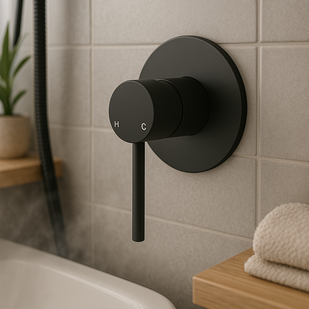 64mm Onix Black Round Wall Mixer