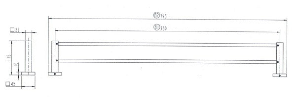 Black Square Double Towel Rail