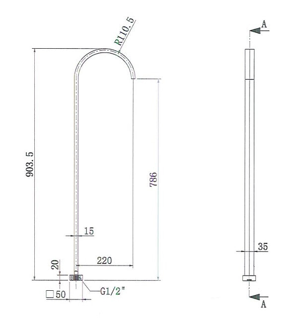 Black Square Floor Bath Spout