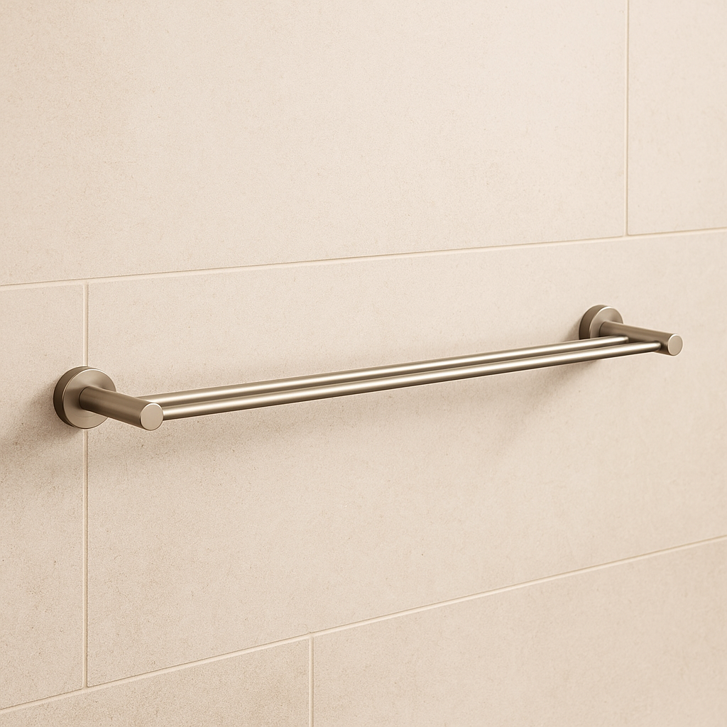 Valencia 600 Brushed Nickel Double Towel Rail