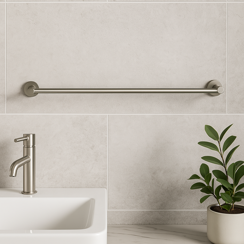 Valencia 750 Brushed Nickel Single Towel Rail