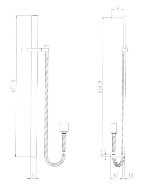 Onix Black Square Shower Hose & Sprayer