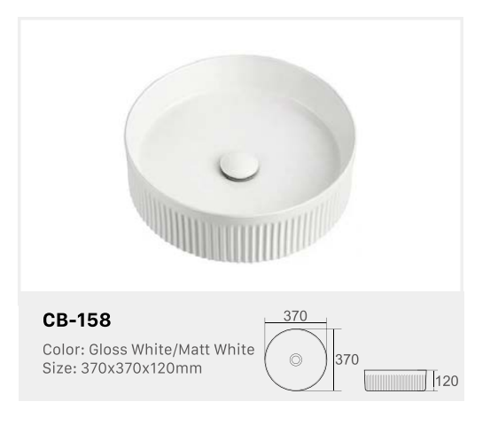 Fluted Round Above-Counter Basin Ribbed Ceramic Design