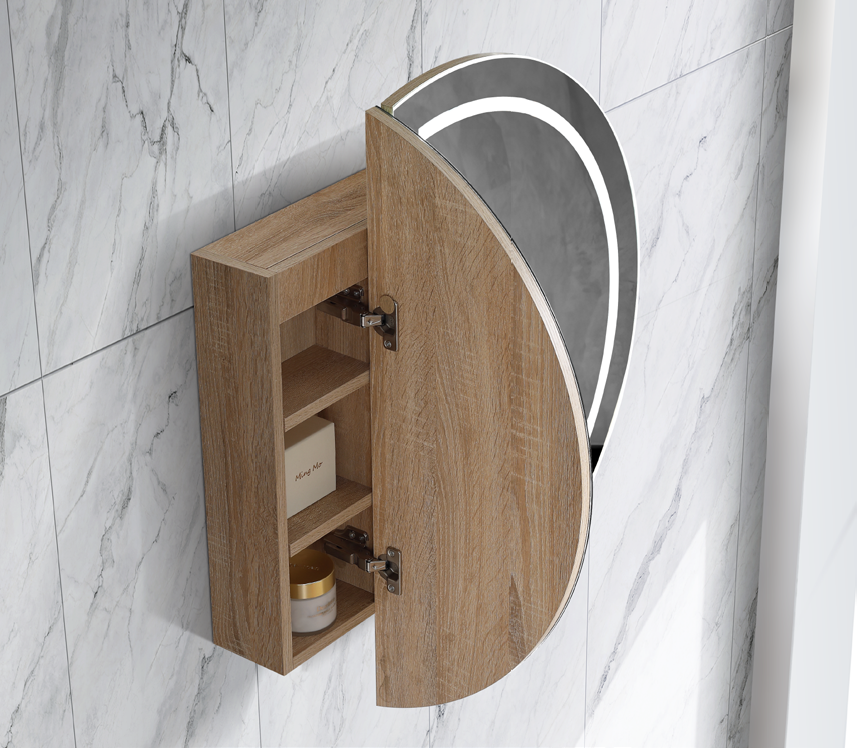 800mm LED Pearl Round Edge Shaving Cabinet – Natural Timber or Matt White Finish