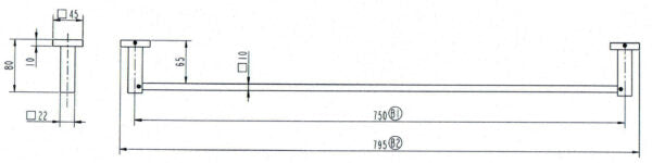 Onix Black Square Single Towel Rail