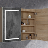 900mm Brighton LED Shaving Cabinet – Pencil Edge Mirror with Butterfly Doors in Natural Timber or Matt White