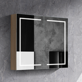 900mm Brighton LED Shaving Cabinet – Pencil Edge Mirror with Butterfly Doors in Natural Timber or Matt White