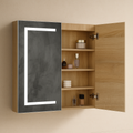 900mm Brighton LED Shaving Cabinet – Pencil Edge Mirror with Butterfly Doors in Natural Timber or Matt White