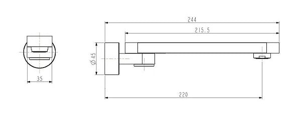 220mm Bath Spout – Swivel