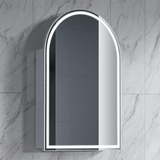 ARCH LED Shaving Cabinet – Arched Mirror with Soft Closing Door in Natural Timber or Matt White