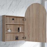 ARCH LED Shaving Cabinet – Arched Mirror with Soft Closing Door in Natural Timber or Matt White