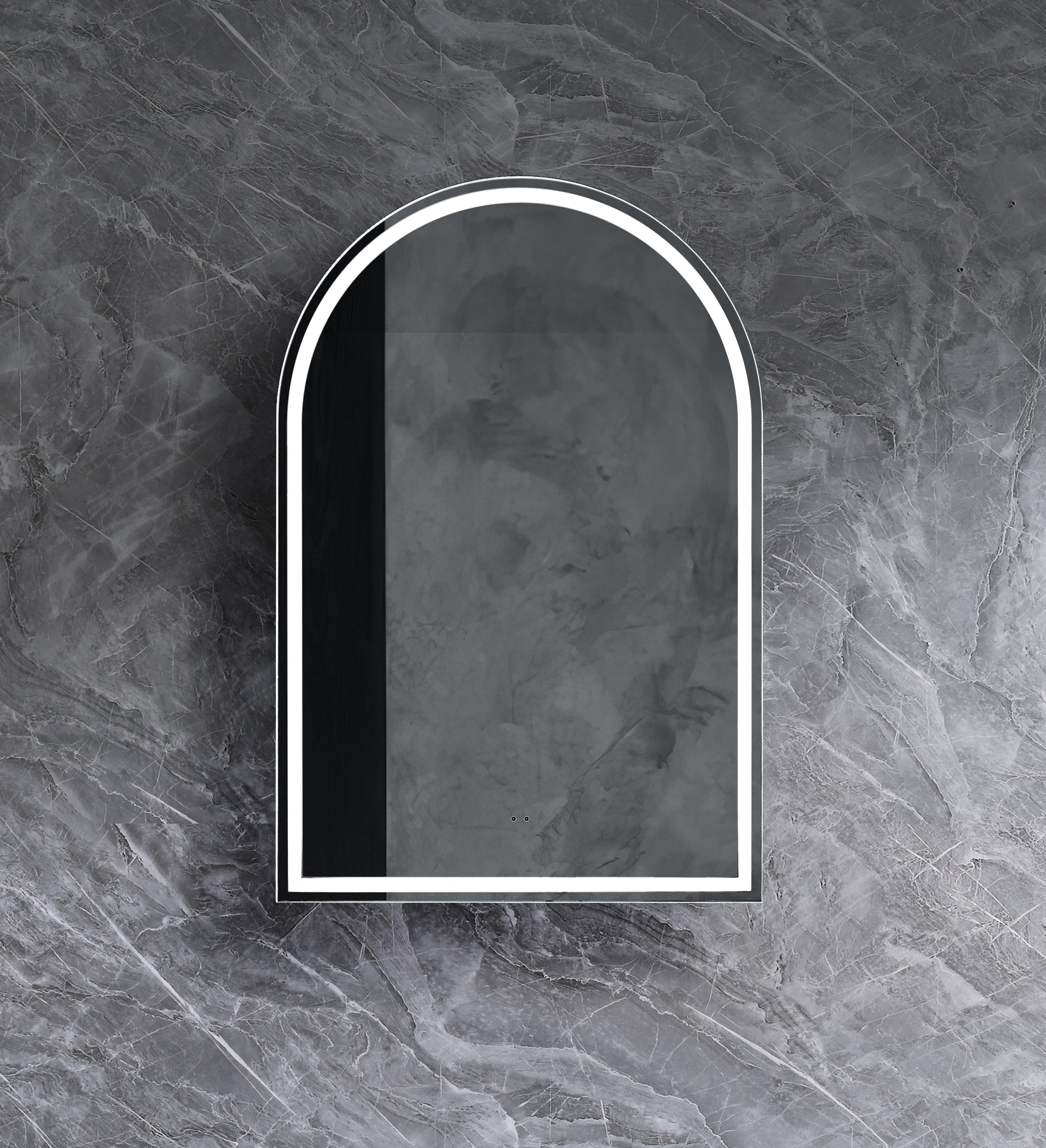 ARCH LED Shaving Cabinet – Arched Mirror with Soft Closing Door in Natural Timber or Matt White