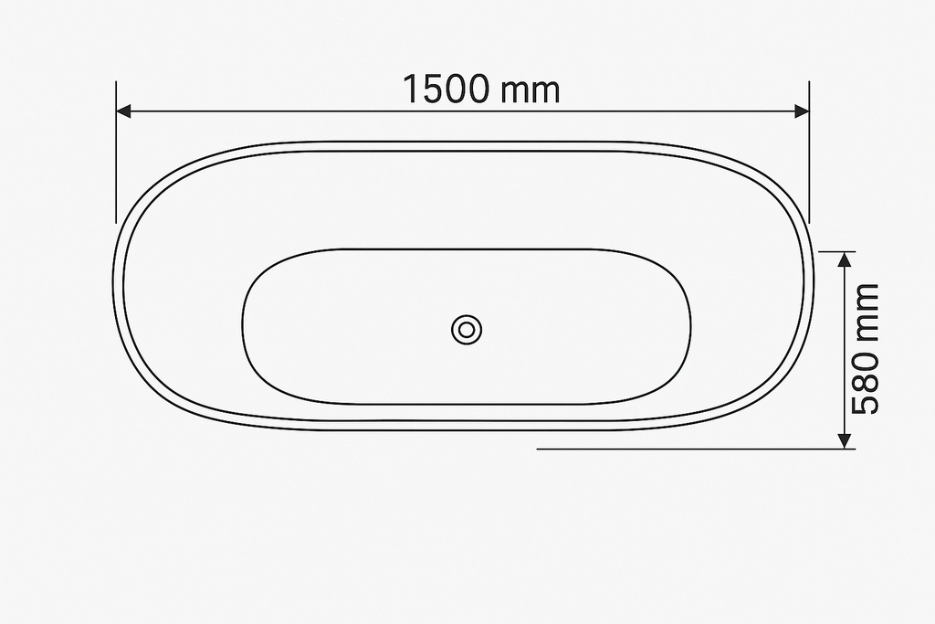 Alice 1500mm Freestanding Bath – Modern Oval Bathtub