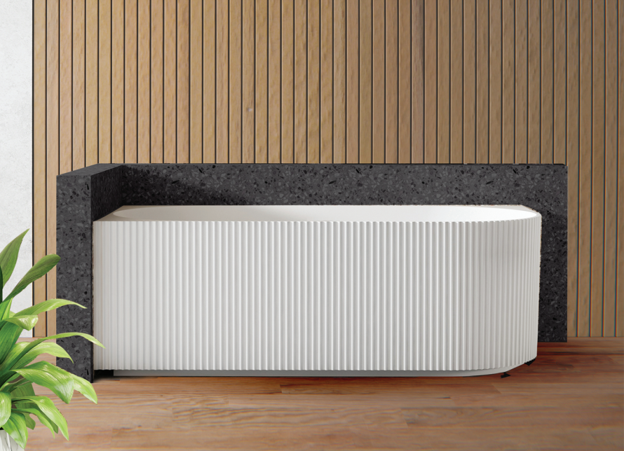 Anika 1700mm Back-to-Wall Freestanding Bath – Elegant Fluted Acrylic Tub