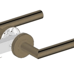 Antique Brass Door Handle JD-MH600F featuring a sleek, modern design with a double handle setup and durable antique brass finish for interior doors.