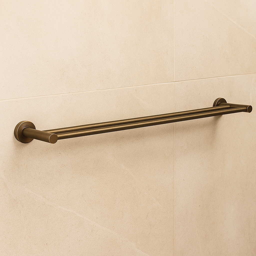 Seville Antique Brass Double Towel Rail 600mm