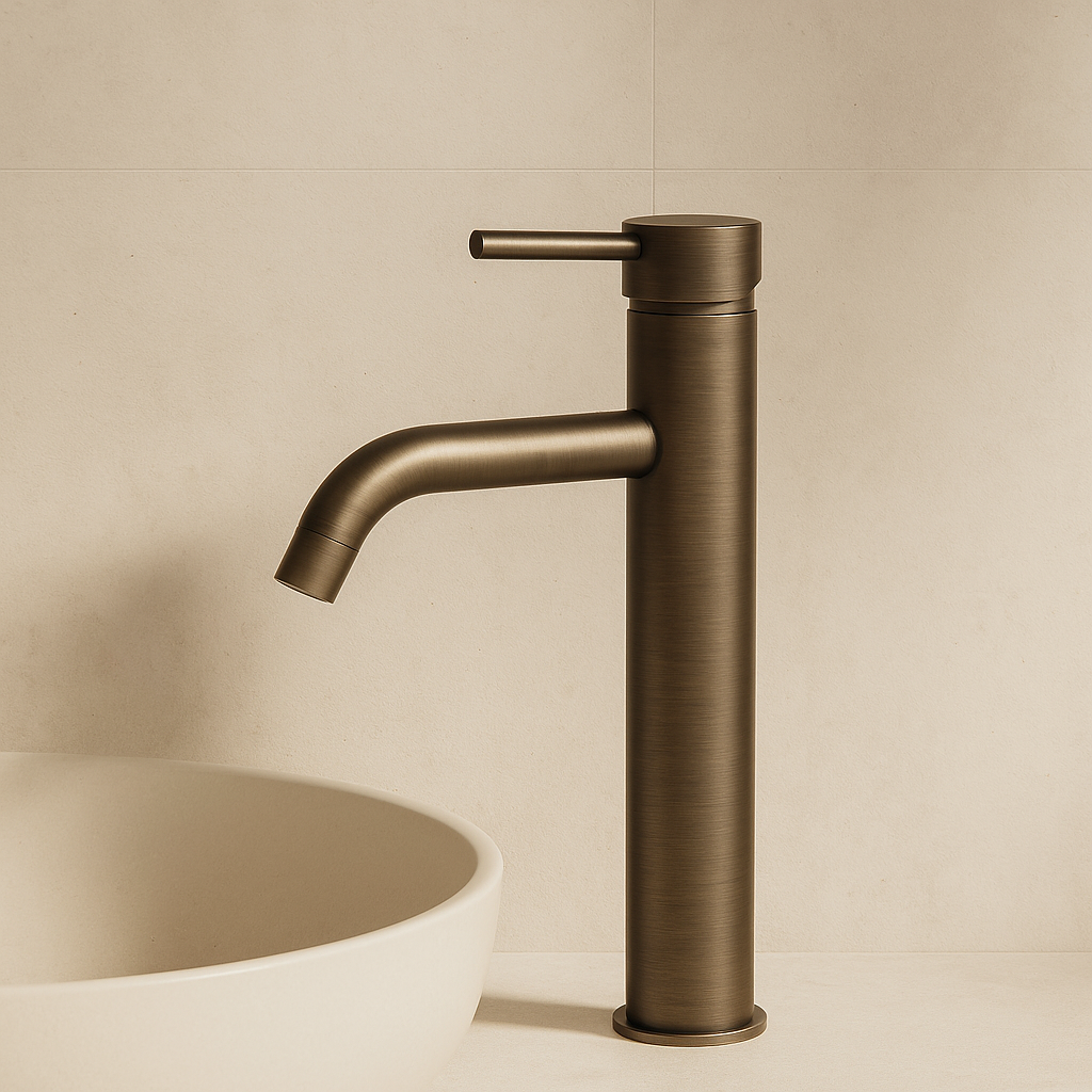 Seville Antique Brass Tall Basin Mixer