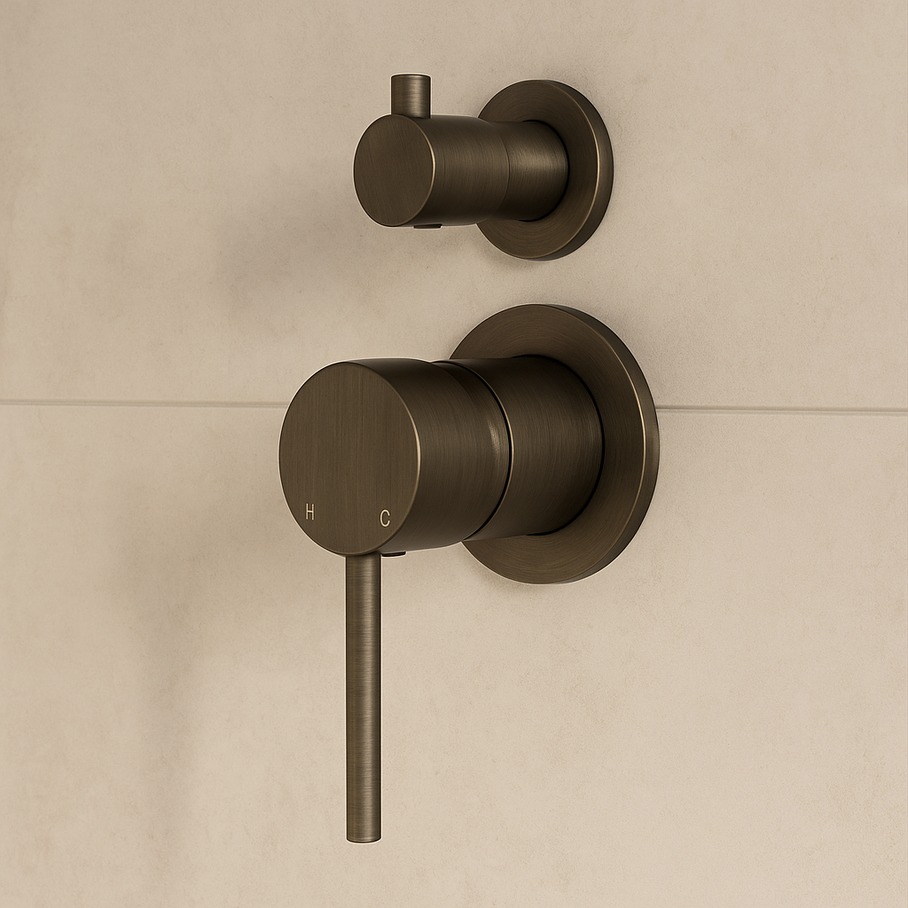 Seville Antique Brass Wall Mixer with Diverter