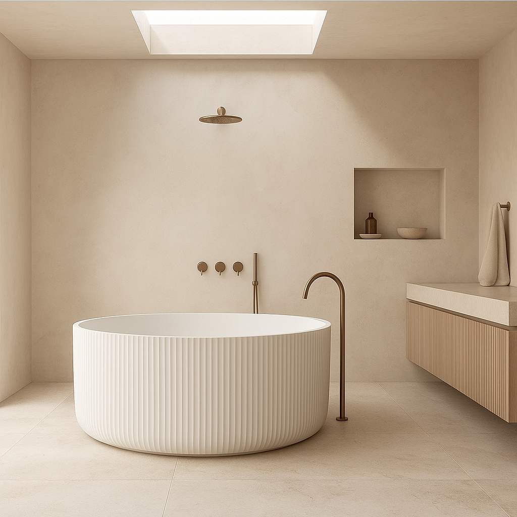 Arcadia-150 Freestanding Acrylic Round Bath – 1500mm Gloss White Textured Tub