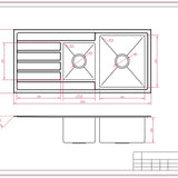 1080mm Square Drop-In Sink
