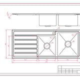 1200mm Square Drop-In Sink