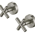 BNX-406 Brushed Nickel Cross Handle Taps, vintage design with modern brushed nickel finish for stylish bathrooms.