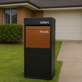 Black Brown Timber Parcel Letterbox with Lock - Mail & Package Drop Box