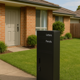 Black Parcel Letterbox with Lock - Mail & Package Drop Box